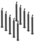 Heavy Duty Outdoor Handrail Post With Undrilled Setup For Deck And Porch Featuring 270 Degree Adjustable Mounting Matte Iron Work Build, set of ten.