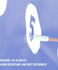 Close-up of a sword hitting the bullseye on a fencing training target with five bullseyes, highlighting durability and resistance.