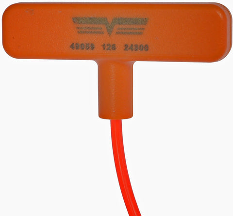 Front view of orange sunroof drain cleaning tool with red cord and T-handle, universal fit.