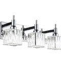 Modern Crystal Bathroom Vanity Light 3 Light Chrome Wall Sconce Over Mirror With Square Shade Luxurious Glass Crystal Bath Fixture For A Fresh Spa Vibe And Everyday Glow