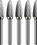 SF-5 Tungsten Carbide Burr Set Double Cut Rotary Burrs Tree Shape Radius End For Die Grinder One Half Inch Cutter Diameter