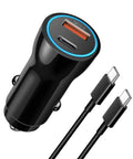 Black Boss 43W USB C Car Charger With Three Point Three Ft Type C To C Cable MFi Certified Fast Charge For iPhone 15 16 17 Series Pro Max