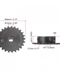 25 Tooth Roller Sprocket B Type For Twenty Five Chain, One Quarter Inch Pitch, 10mm Bore, Black Oxide C45 Carbon Steel With Set Screws.
