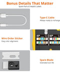 USB-C cable, wire order sticker, and spare blade for RJ45 Pass-Through Crimp Tool for Cat7 Ethernet Cables, 8P8C RJ45 RJ11 RJ12