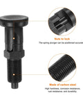 M16x1.5 Push Fit Ball Nose Spring Plunger With 8mm Pin And 1.02 Inch Thread, close-up showing carbon steel build and locking nuts.