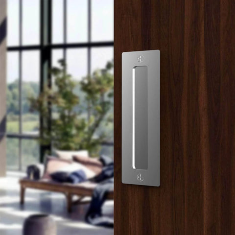 Installed 7 Inch Stainless Barn Door Finger Pull Set 2 Pack Heavy Duty Modern Invisible Handle With Flat Bottom For Easy Install