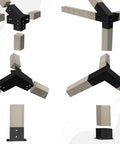 14 Piece 30 Degree Slanted Pergola Bracket Kit for 4x4 Wood Posts, DIY Roof Brackets visible in different views.