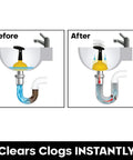 Before and after using the Mini Sink Plunger Duo Pack For Bathrooms Showers Bathtubs And Kitchens Short Handled Drain Cleaner