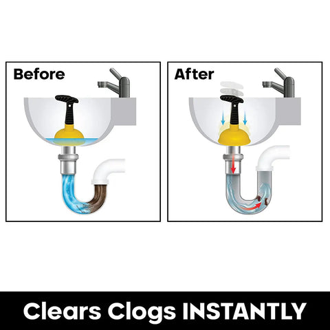 Before and after using the Mini Sink Plunger Duo Pack For Bathrooms Showers Bathtubs And Kitchens Short Handled Drain Cleaner