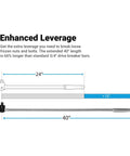 Diagram showing 40-inch extended breaker bar, three-quarter inch drive, for loosening frozen nuts and stuck bolts.