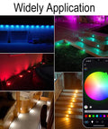 WiFi RGBW Deck Light Kit 20 Pack Low Voltage Recessed In Ground Outdoor Lights in garden patio with color control app