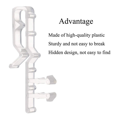 Clear Plastic Blind Clips For Valance 2 Inch Hidden Channel Window Treatments Dead Simple Snap Fit For Horizontal Wood Blinds 10 Piece Replacement Kit showing sturdy design and clear material.