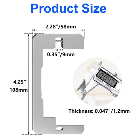 Heavy Duty Metal Wall Plate Spacers For Electrical Box And 12 Pack Outlet Shim Kit To Banish Wobbly Switches with size details.