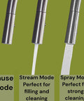 Brushed Nickel Kitchen Faucet With Pull Down Sprayer, Two Spray Modes For Splash Free Aerated Stream And Powerful Rinse in use.