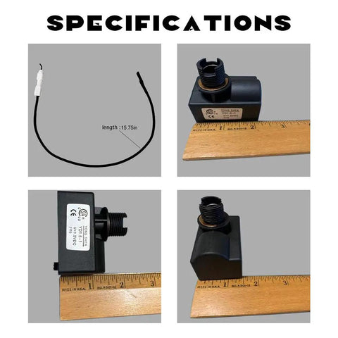 Propane Electronic Pulse Gas Igniter With 400mm Electrode Ignition Cable, specifications shown with measuring ruler