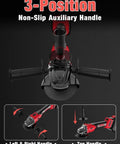 Built Tough As Nails Cordless Angle Grinder Featuring A Brushless Motor And Ten Thousand Rpm Speed On Four Point Five Inch platform with 3-position non-slip auxiliary handle.
