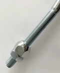 Close-up of U-bolt from Built Tough Spare Tire Carrier For Trailer Side Mount U Bolt Zinc Plated Bracket Fits 15 Inch Tires