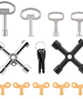 13 Piece All-In-One Heavy-Duty Utility Kit With 4 Way Spanner, Square Keys, Water Tap And Faucet Keys For Radiators, Gas And Electric
