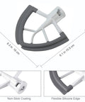 Flex Edge Beater Attachment for Tilt Head Mixers, 4.5-5 Quart Nonstick Metal Paddle With Scraper shown with dimensions