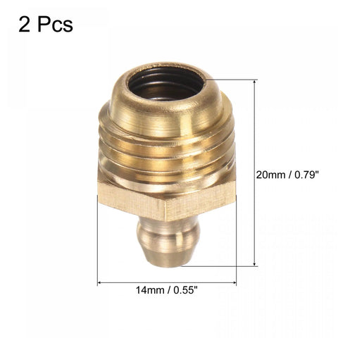 Brass Straight Grease Fitting M14 X 1.5mm Thread Hydraulic Fittings Accessories 2 Pieces with measurements shown