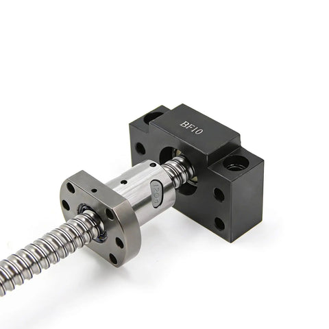 Fixed Side And BF10 End Supports Kit For SFU1204 RM1204 Ballscrew, BK10 And BF10 Size Duo, blackened carbon steel, close-up view.
