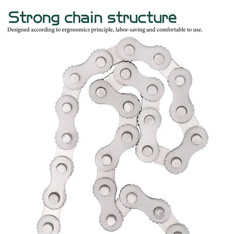 Close-up of chain from Beefy Heavy Duty Reversible Chain Wrench 16 Inch with 27 Inch Chain for 1.5 to 7.5 Inch Diameter Oil and Fuel Filter