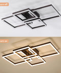 Modern Dimmable LED Flush Mount Ceiling Light 2x2 Square Acrylic Lamps For Living Room Dining Room Bedroom Kitchen 3000K To 6000K Warm To Cool White Finish, shown in off and on states, showcasing acrylic frame design.