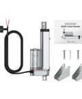 Justech 12V linear actuator with mounting brackets, 100 mm stroke, 160 LBS, silver body with black wiring