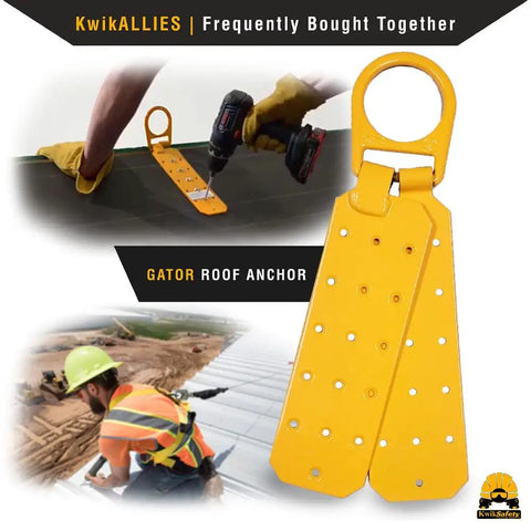 Gator Roof Anchor Kit Temporary Reusable Roof Anchor With 50 Ft Vertical Lifeline Rope featured on roof with worker