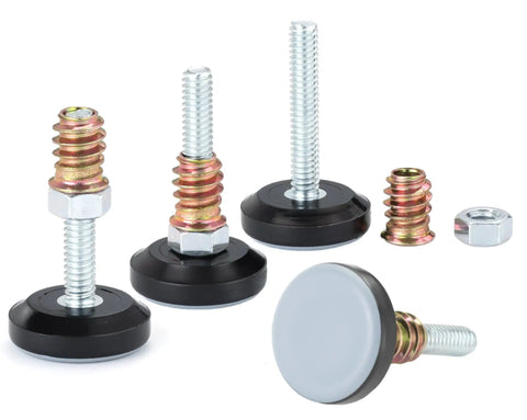 Adjustable PTFE Furniture Levelers 8 Pack With Nut Inserts For Tables And Chairs Bottomed Glide Pads That Protect Hardwood Floors And Level Uneven Surfaces With Easy Height Adjustment From 0.34 To 1.6 Inches