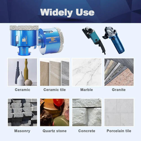Product display showing One And Three Eighths Inch Diamond Core Drill Bit For Dry Drilling Through Porcelain Tile Ceramic Marble Granite