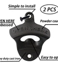 Badass Wall Mounted Beer Bottle Openers Heavy Duty Cast Iron Essential Gear No Sweat Cracking Open Cold Pints Sweet Man Cave Bar And Garage Decor Black Pack Of Two - close-up view of embossed design and screw.