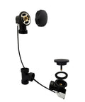 Heavy Duty Abs Bath Drain Trim Kit Featuring Cable Driven Pop Up Stopper With Rotary Overflow Knob in matte black.