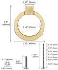 Brushed Gold Cabinet Ring Pulls 4 Pack Zinc Alloy Drawer Pulls Hardware dimensions and screw sizes