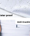 White Poly Mailers 12x15.5 Inches, 500 Pack, Self Sealing Shipping Envelopes shown with water droplets for waterproof test.