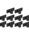 Heavy Duty Aluminum Extrusion Corner Brackets Ten Piece Set Black T Slot Connectors arranged on a white background