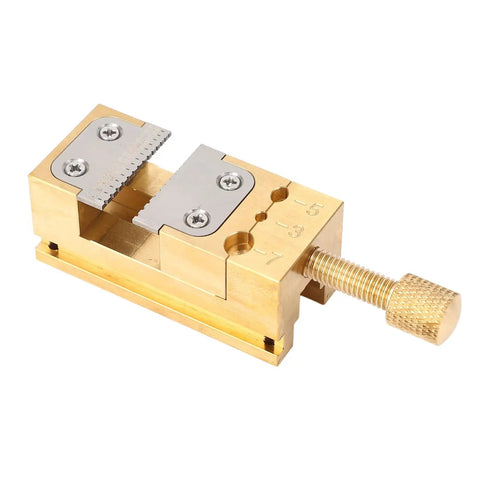 Brass Watch Repair Vise with Tiny Clamp Holds 0.2-0.9mm Hands and Wheel Parts, Compact Bench Tool for Precision Watchmaking and DIY Repair Work