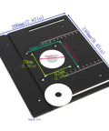 Built Tough Aluminum Router Table Insert Plate And Portable Woodworking Bench Flip Plate Kit with measurements and holes visible.