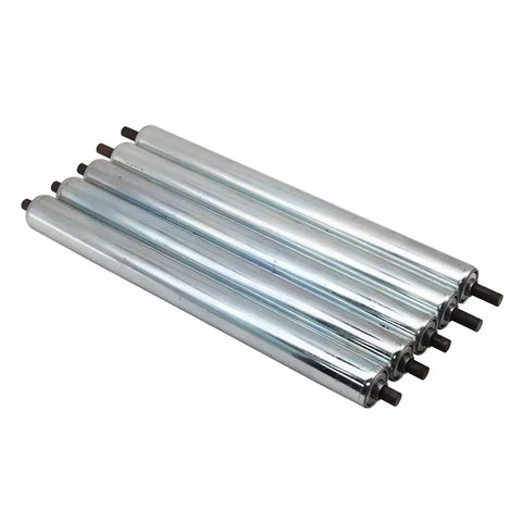 Heavy Duty 1Pc Galvanized Gravity Roller For Industrial Assembly Line Conveyors Suits Manual Material Moving With Rust Resistant Finish And Four Diameters Plus Eight Length Options To Fit Any Production Floor Layout Perfect Setup Today steel tubes arrangement for efficient material transport.