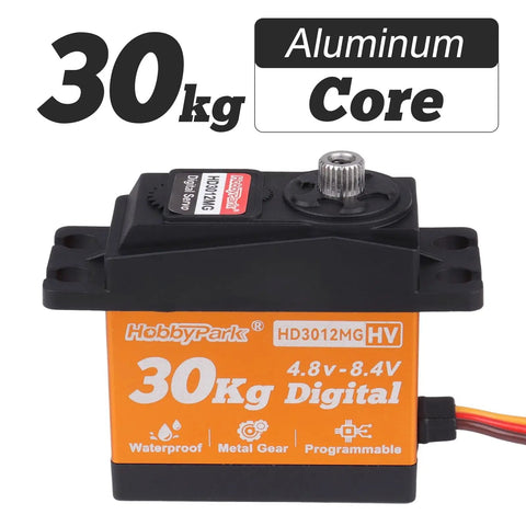 Waterproof 30Kg Torque RC Servo High Torque Steering Servo Motor With Metal Gears, orange casing, connectors visible.