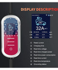 Premium 7kw Type One Evse Wallbox Charger For Electric Rides 32 Amps has a LED display showing charging data.