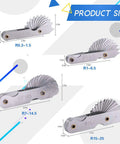4 Pack Radius Gauge Set R0.3 To 1.5 mm R1 To 6.5 mm R7 To 14.5 mm R15 To 25 mm Stainless Steel Fillet Gauges Product Size