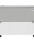 Built Like A Tank Heavy Duty Commercial Milk Cooler Refrigerator For Schools And Cafeterias With Smooth Heavy Duty Casters 12 Crate Stainless Steel Beverage Chiller ETL Certified front view