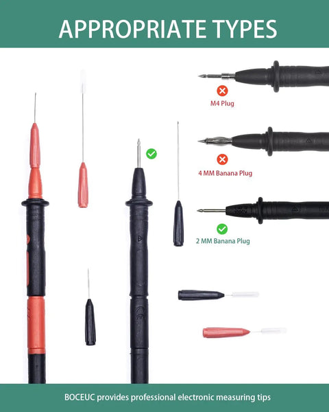 Back Probe Pins Kit 8Pcs Pro Grade Ultra Thin 0.7mm Pins For Automotive Instrument Testing 2mm Socket Banana Jack Leads