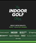 Logo image for 'The Indoor Golf Shop' featuring partnered golf brands like Uneekor, SkyTrak, and FlightScope.