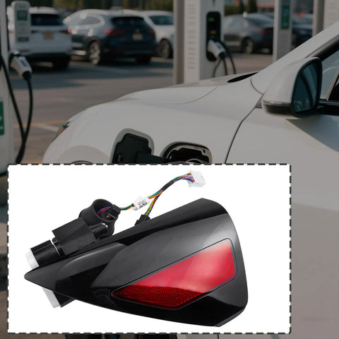 Left Side Charging Port Door Assembly for Tesla Model 3 2017 2023 1525134 00 C, showing black plastic design and wiring.