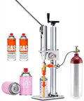 Manual Aerosol Spray Can Filler And Paint Refill Machine Featuring Adjustable Neck Clamp For 25 Millimeter Mouth with gas canisters.