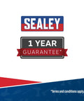 Sealey logo with 1 year guarantee badge for Ford Diesel and Petrol Master Timing Tool Kit 36 Piece for Belt and Chain Drive.