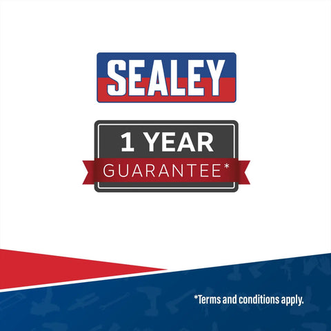 Sealey logo with 1 year guarantee badge for Ford Diesel and Petrol Master Timing Tool Kit 36 Piece for Belt and Chain Drive.
