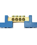 Two Pack 4 Position Terminal Bus Bar Blocks, Beefy Heavy Duty Brass Screw Terminal Grounding Strips With Copper Contact, Plastic Insulator